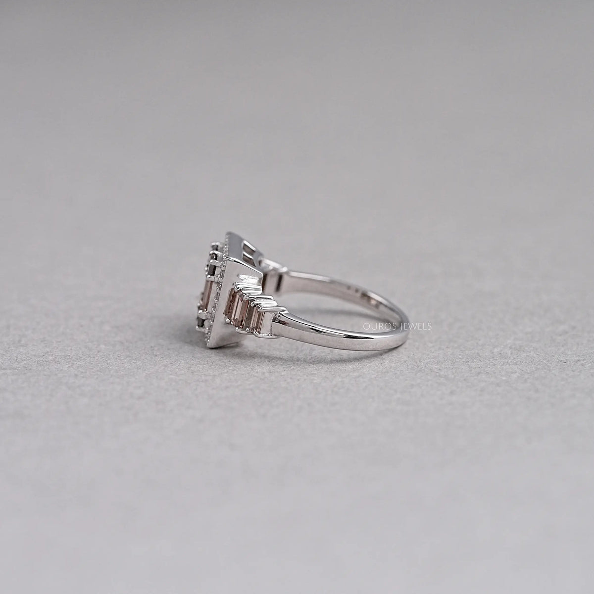 Baguette Cluster Halo Diamond Ring Rings