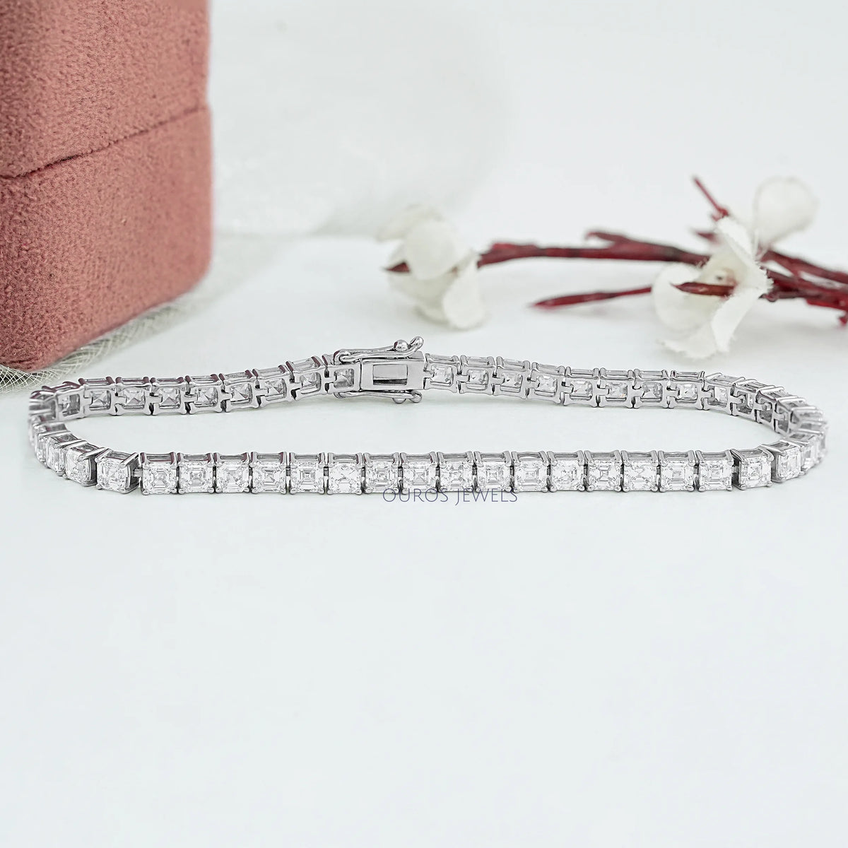 Lab Grown Asscher Diamond Tennis Bracelet Prong Set Bracelet