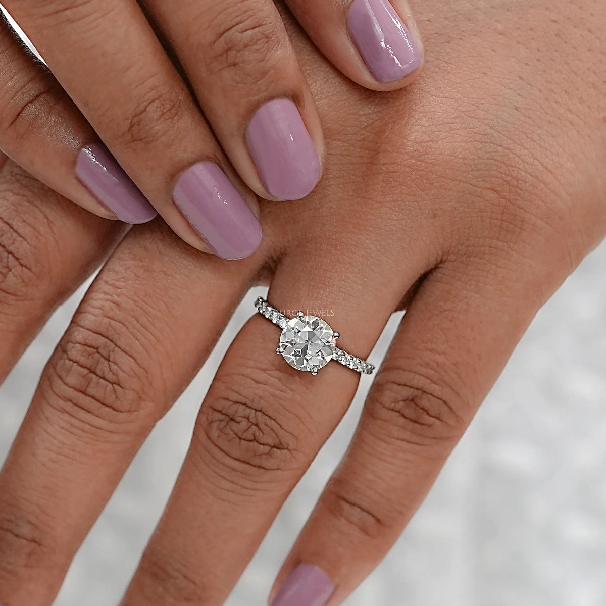 Old European Round Cut Solitaire Accent Engagement Ring Ring