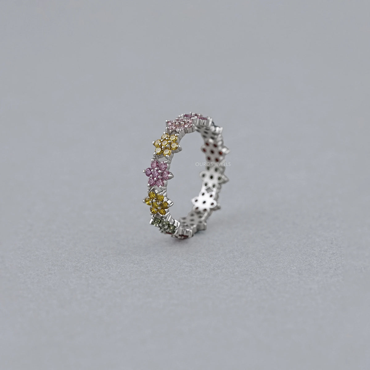 Round Colored Diamond Wedding Stackable Band Rings