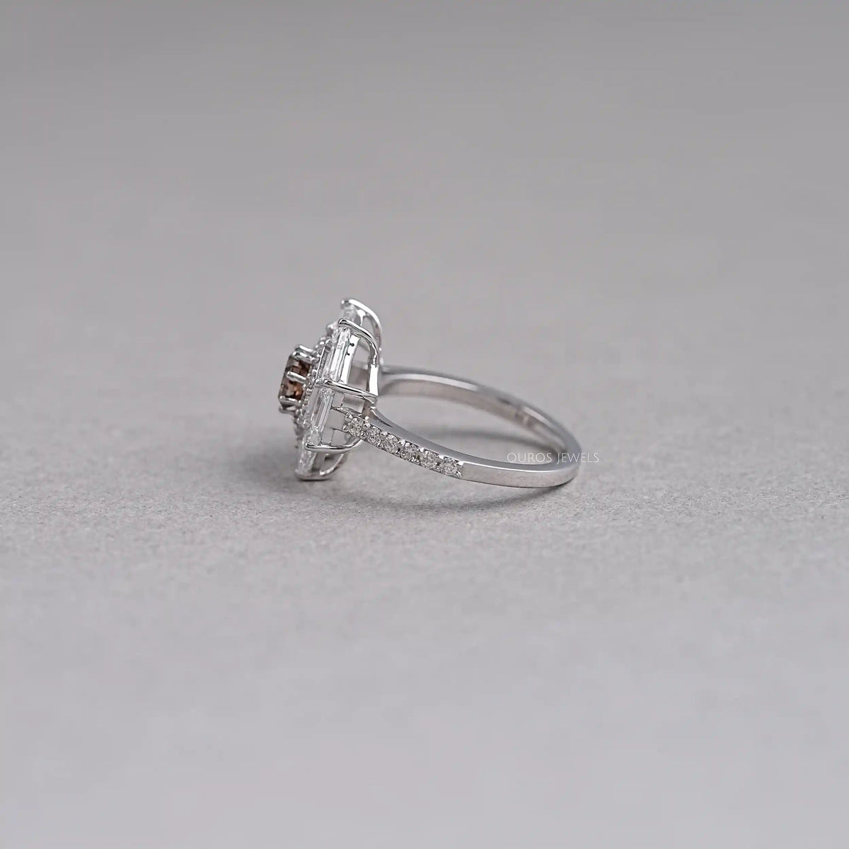 Octagon Champagne Diamond Double Halo Ring Rings