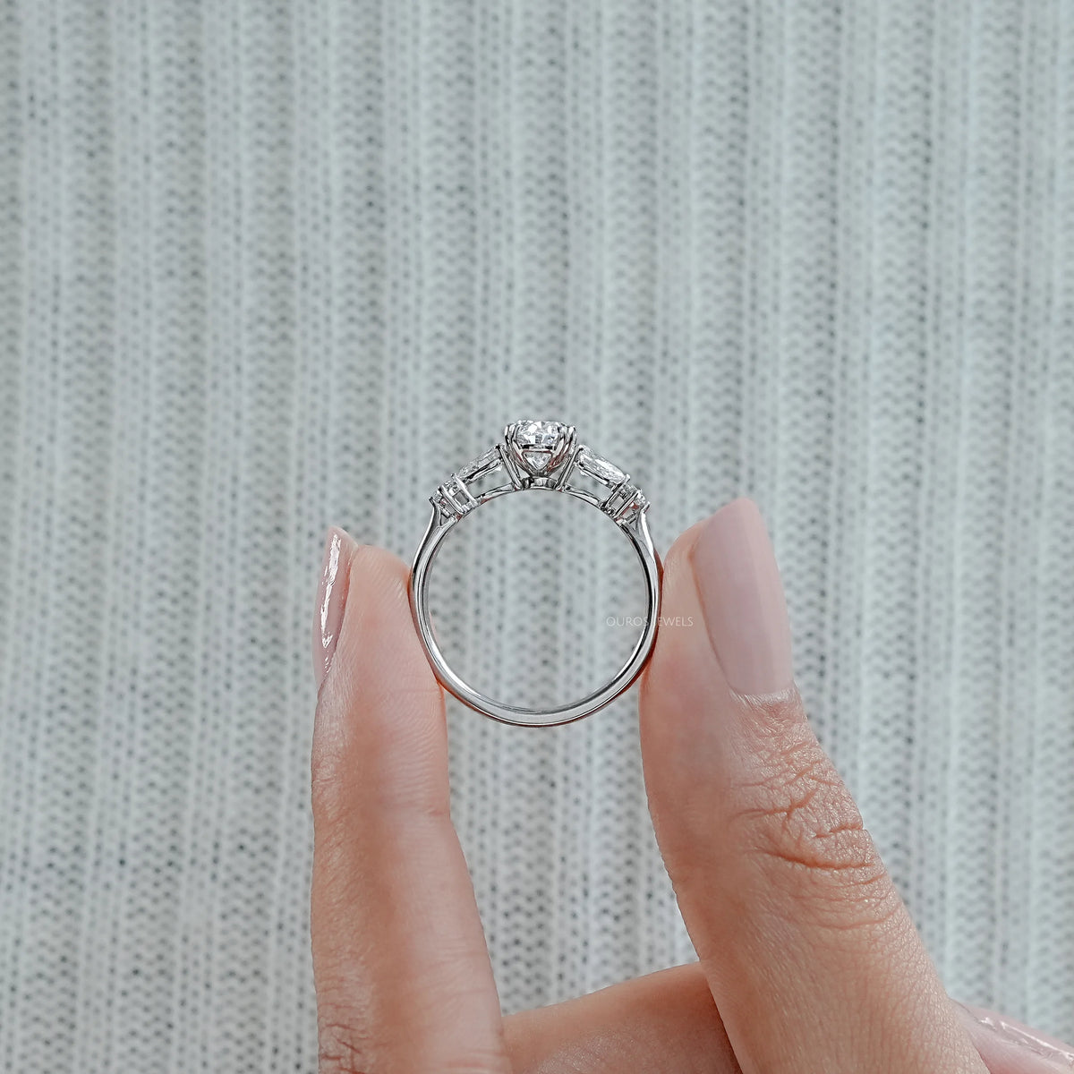Oval And Pear Lab Diamond Five Stone Engagement Ring Rings