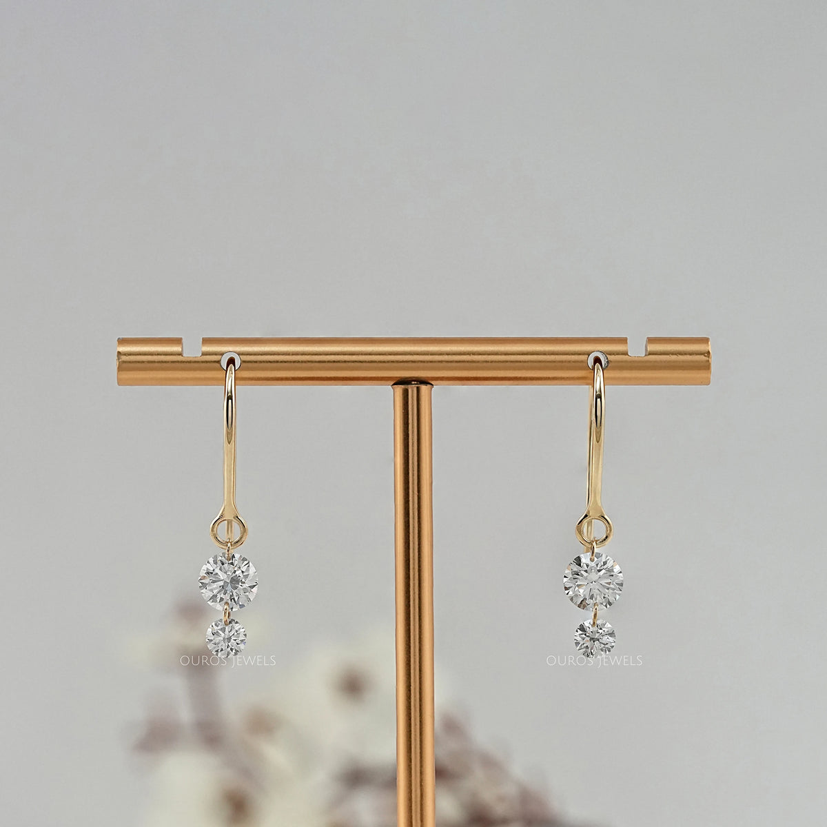 Round Lab Diamond Wire Hook Back Drop Earrings Earring