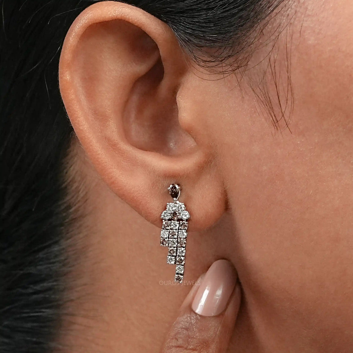 Champagne Diamond Dangle Earrings