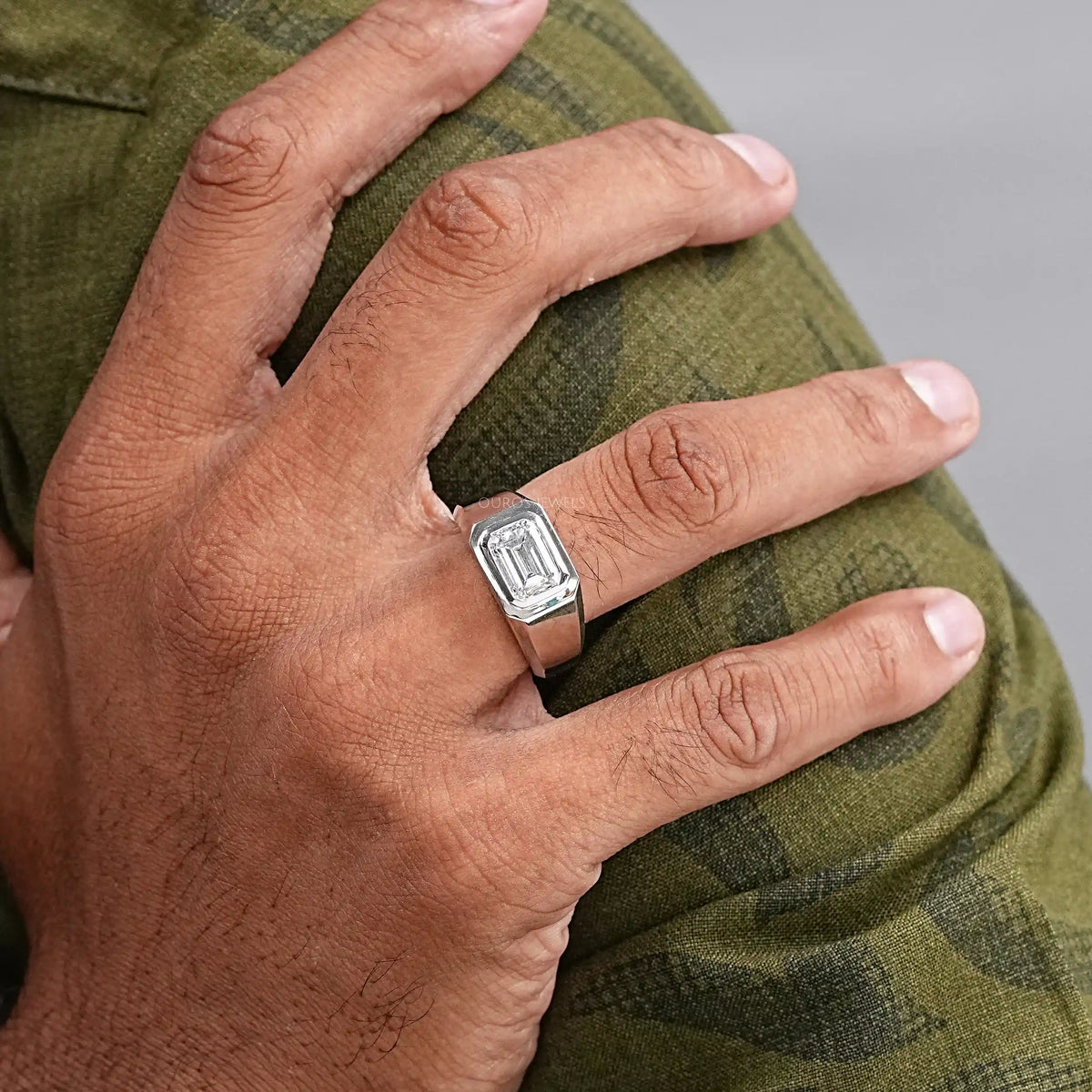 Emerald Cut Lab Diamond Men's Wedding Ring Ring
