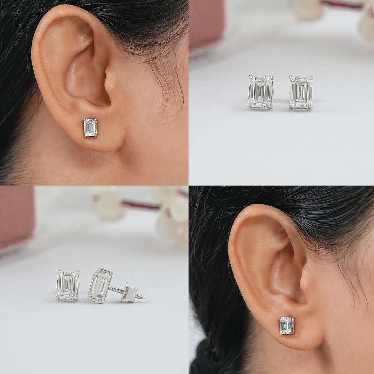Emerald Cut Lab Grown Diamond Stud Earrings Earring