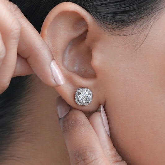 Old European Round Cut Halo Stud Earrings Earring