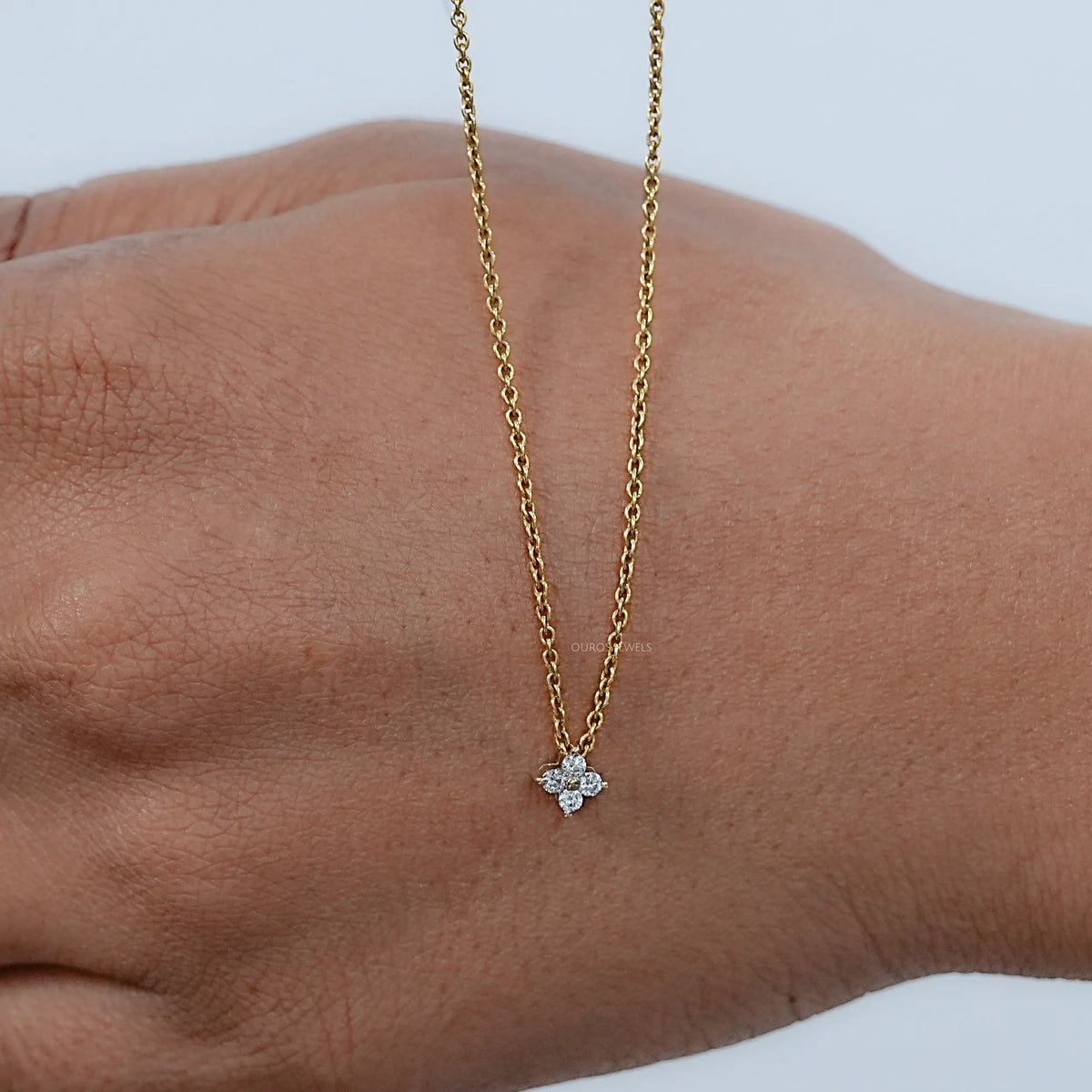 Four Stone Round Cut Lab Diamond Pendant Necklaces