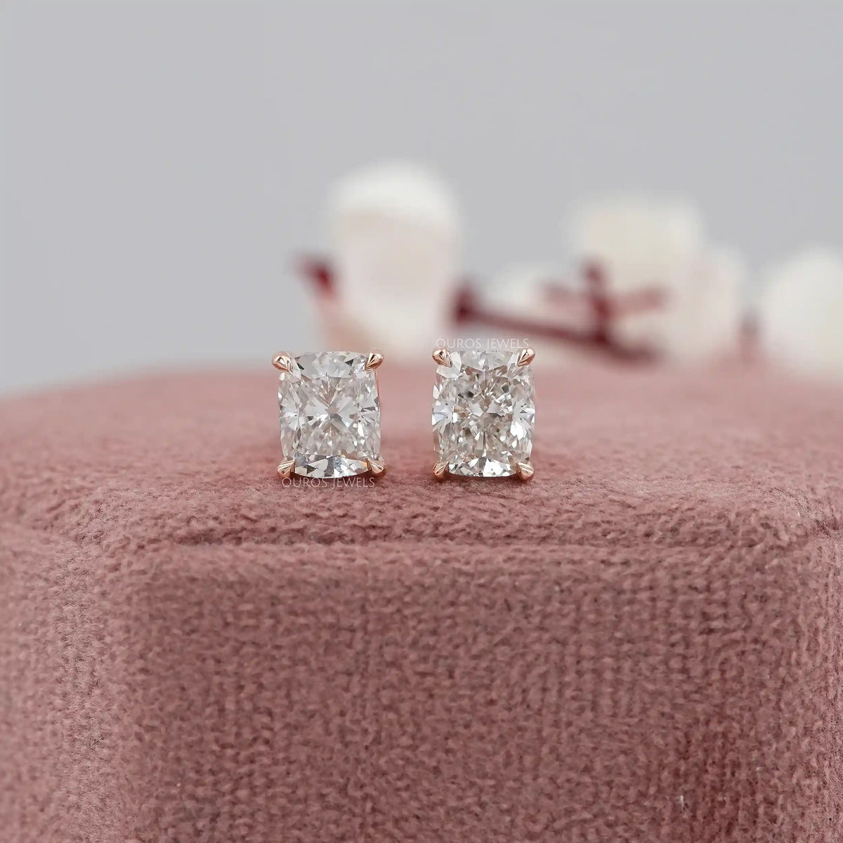 Elongated Cushion Cut Lab Grown Studs Earring