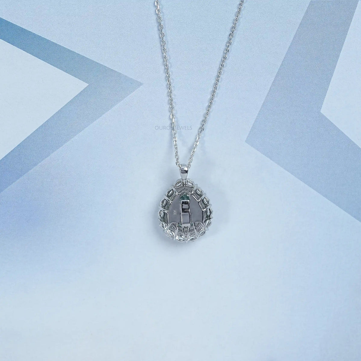 Aquamarine Pear Gemstone Double Halo Pendant