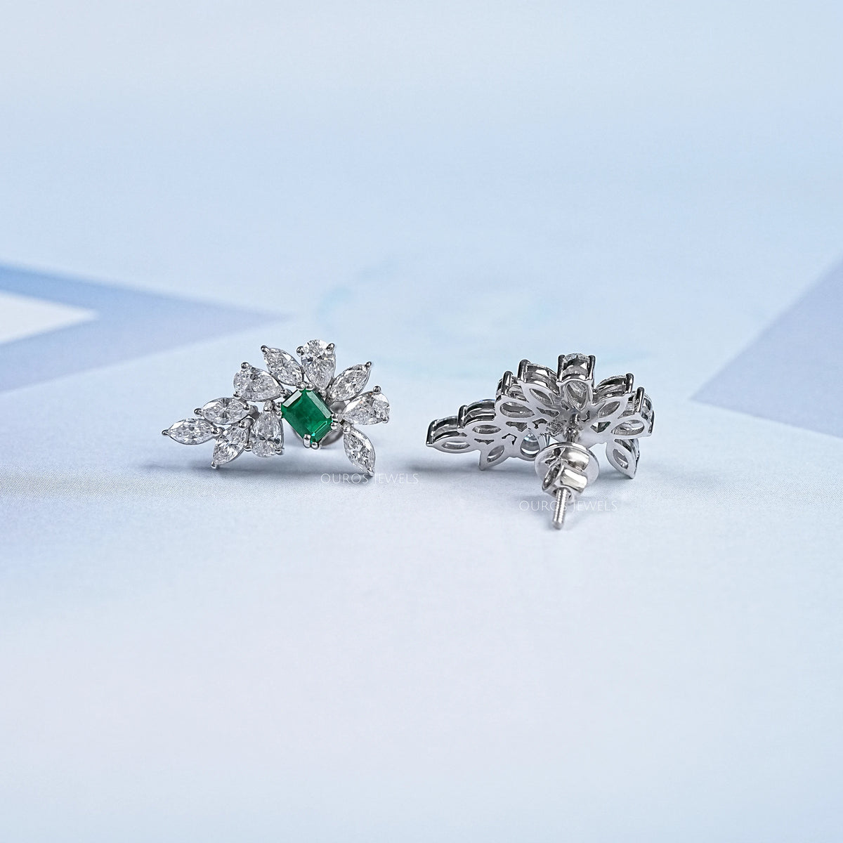 Marquise & Pear Cluster Diamond Gemstone Earrings Earring