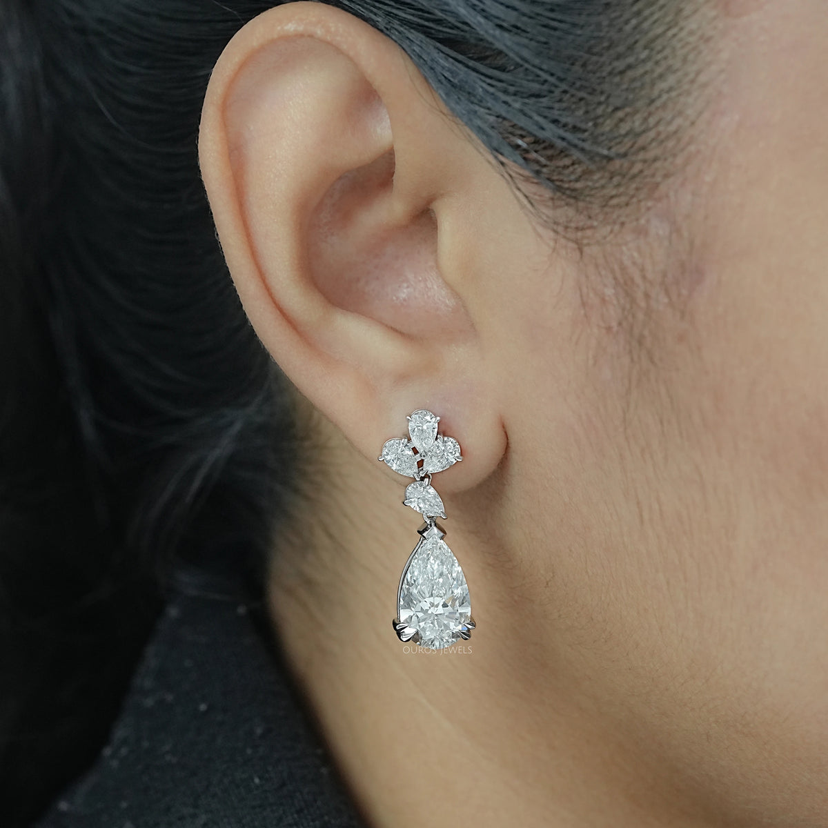 Pear Lab Diamond Drop Dangle Earrings Earrings