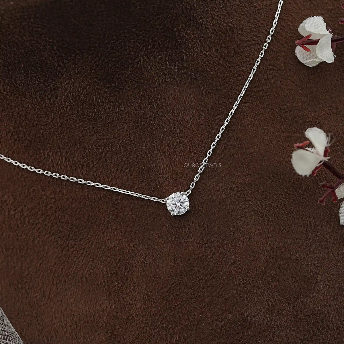 Round Cut Lab Diamond Solitaire Pendant Necklaces