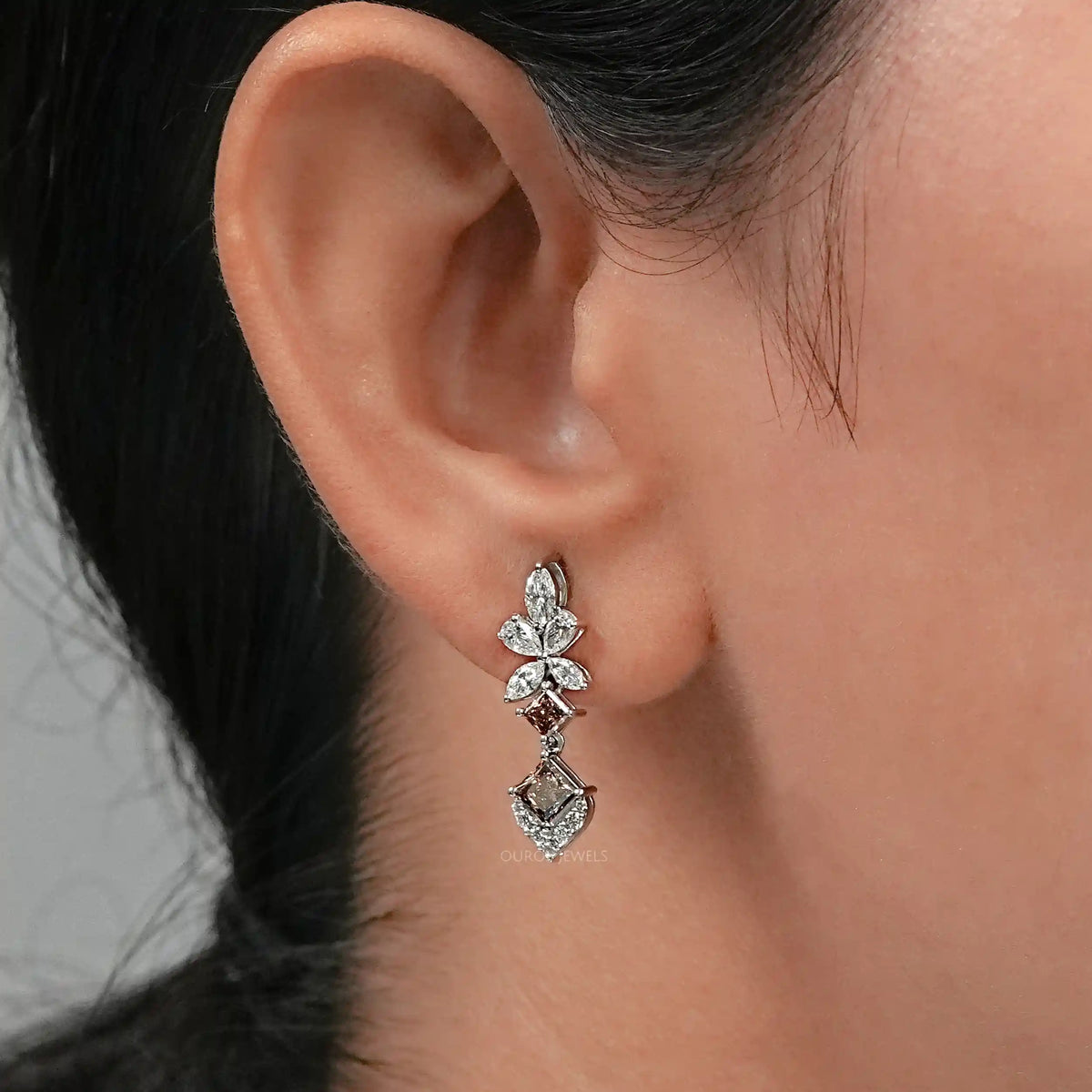 Chocalate Princess Lab Diamond Drop Earrings Earrings
