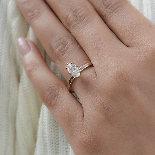 Old Mine Moval Cut Solitaire Engagement Ring Rings