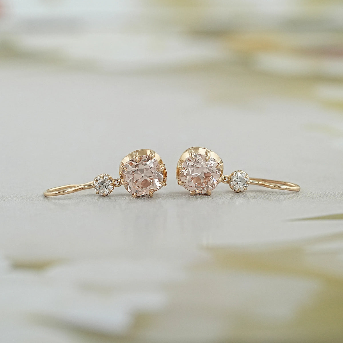 Old Mine Cushion Lab Diamond Dangle Earrings Earrings