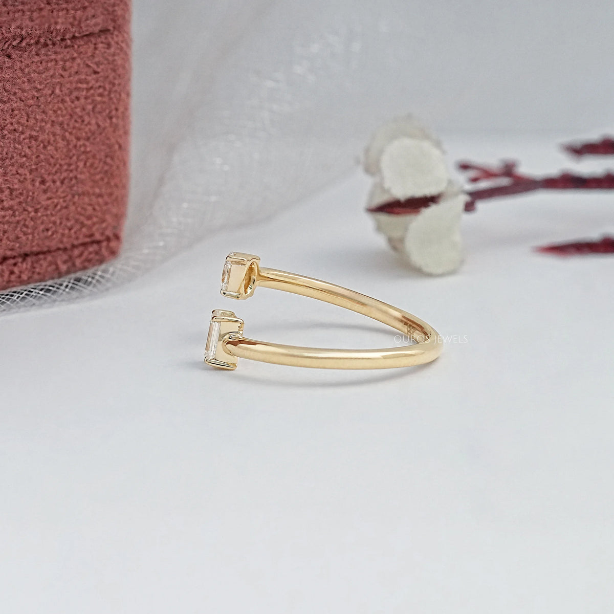 Two Stone Lab Diamond Open Cuff Ring Ring