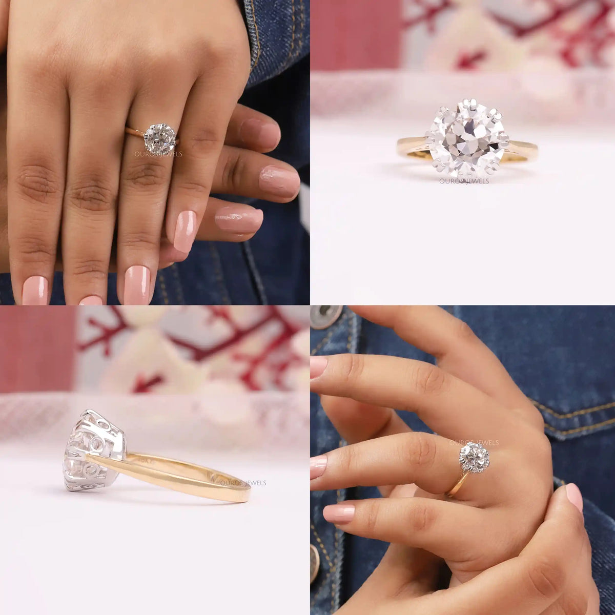 Old European Round Cut Solitaire Engagement Ring Rings