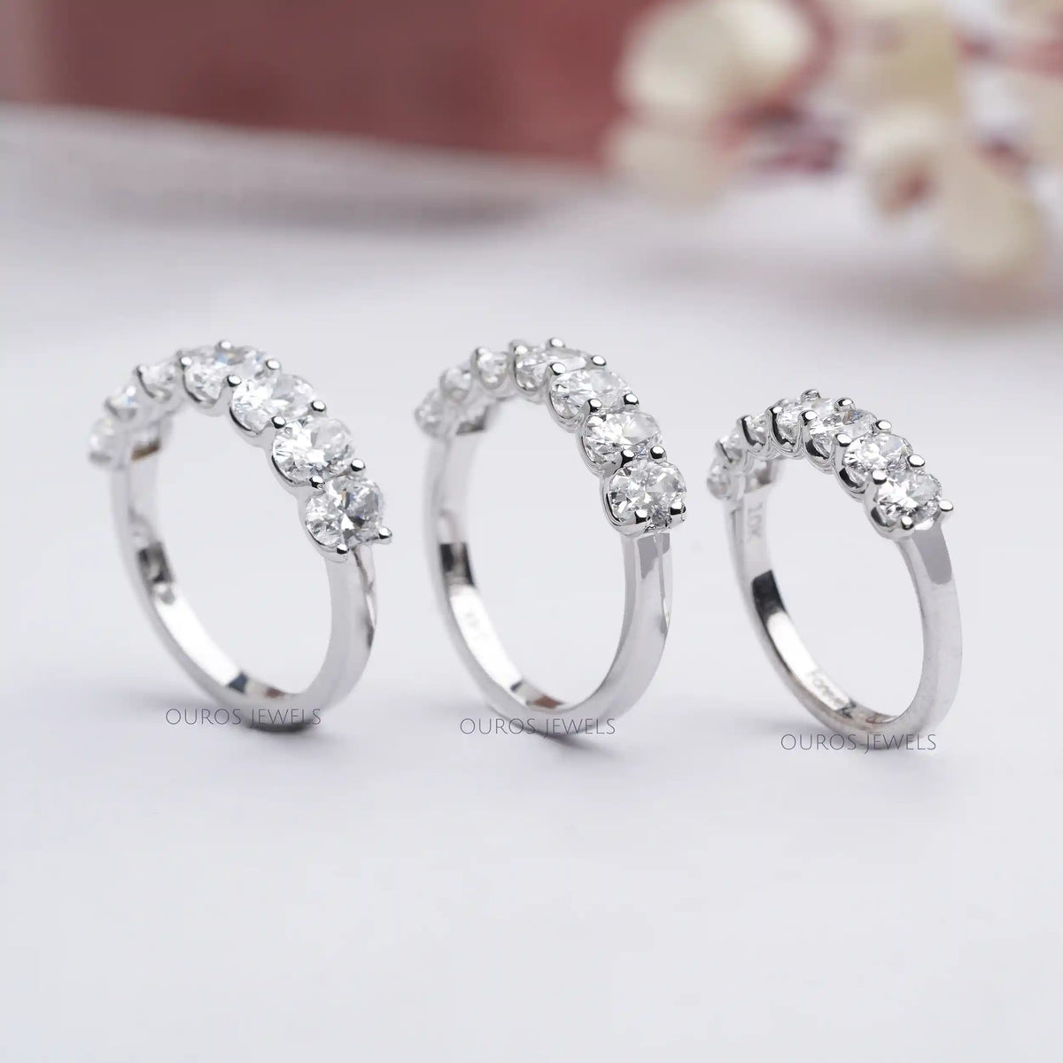 Oval Cut Lab Grown Diamond Seven Stone Anniversary Ring Rings