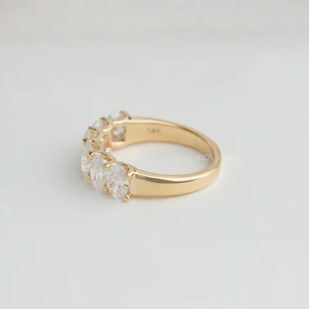 Oval Cut Lab Diamond Wedding Band Rings