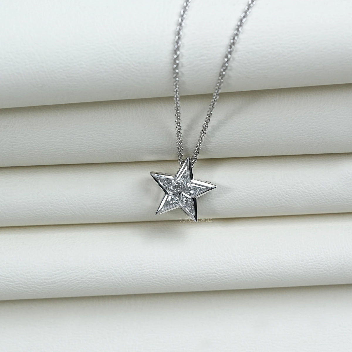 Pie Cut Diamond Star Shape Pendant Necklaces