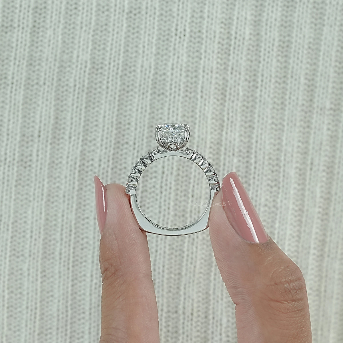 Euro Shank Hidden Halo Diamond Engagement Ring Ring