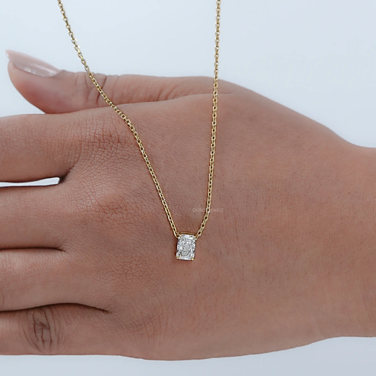 Radiant Lab Grown Diamond Solitaire Pendant Necklaces