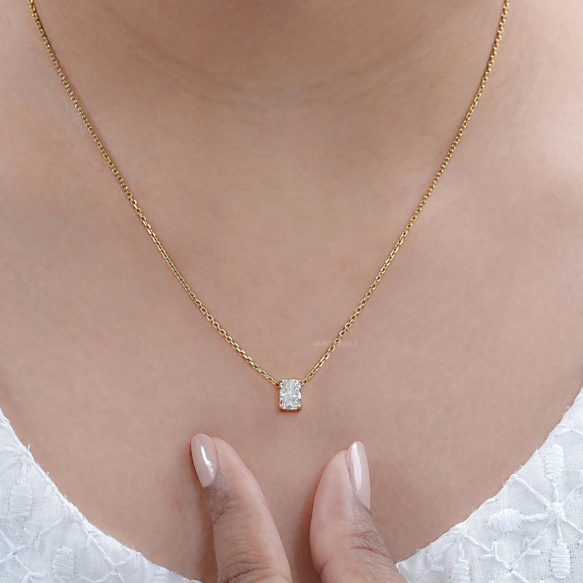 Radiant Lab Grown Diamond Solitaire Pendant Necklaces