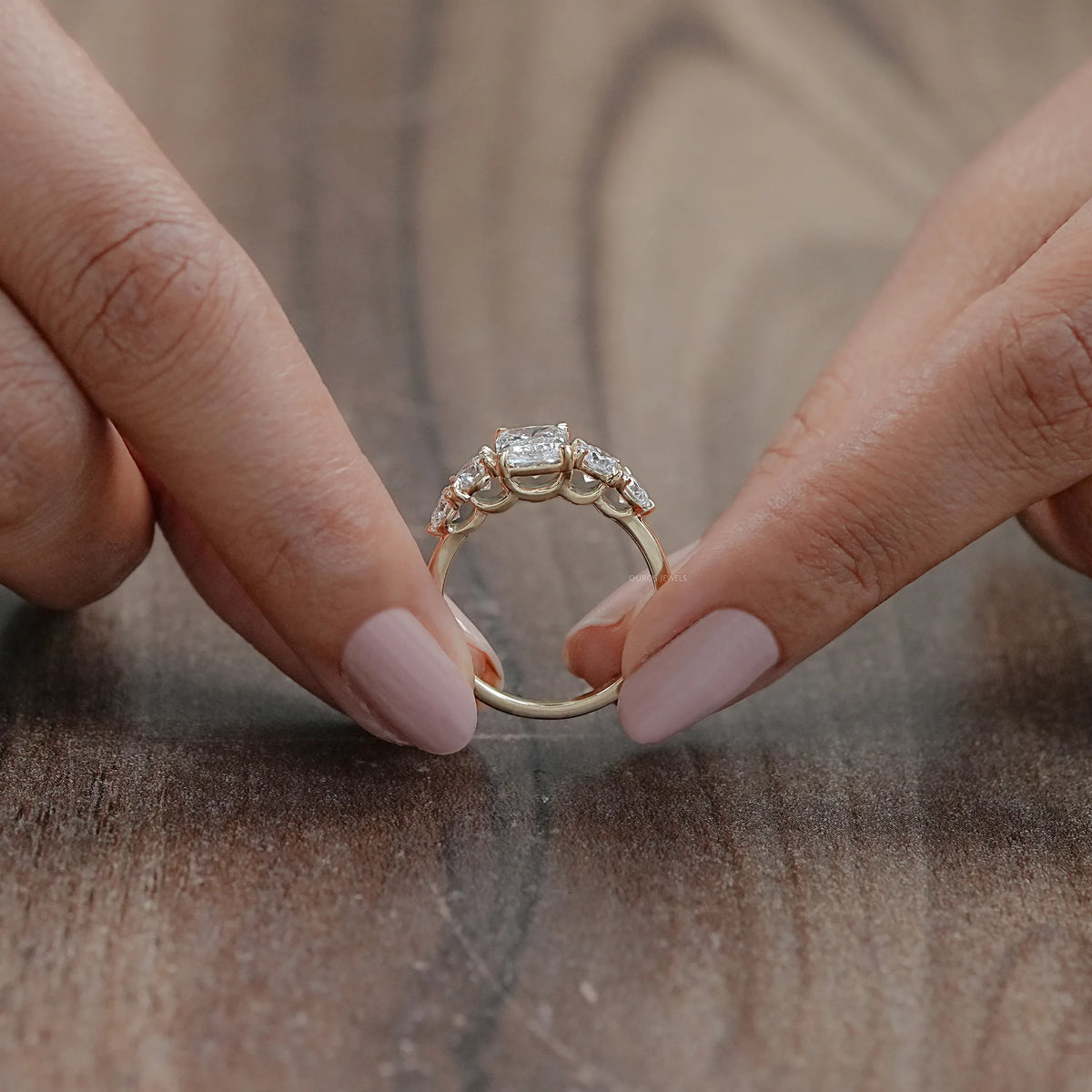 Radiant Lab Grown Diamond Five stone Engagement Ring Rings