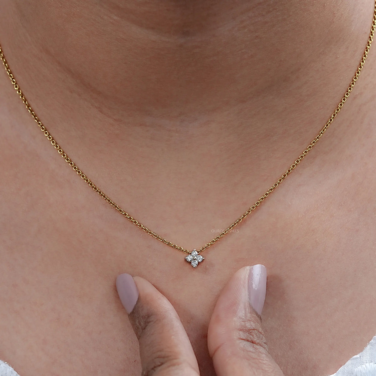 Four Stone Round Cut Lab Diamond Pendant Necklaces