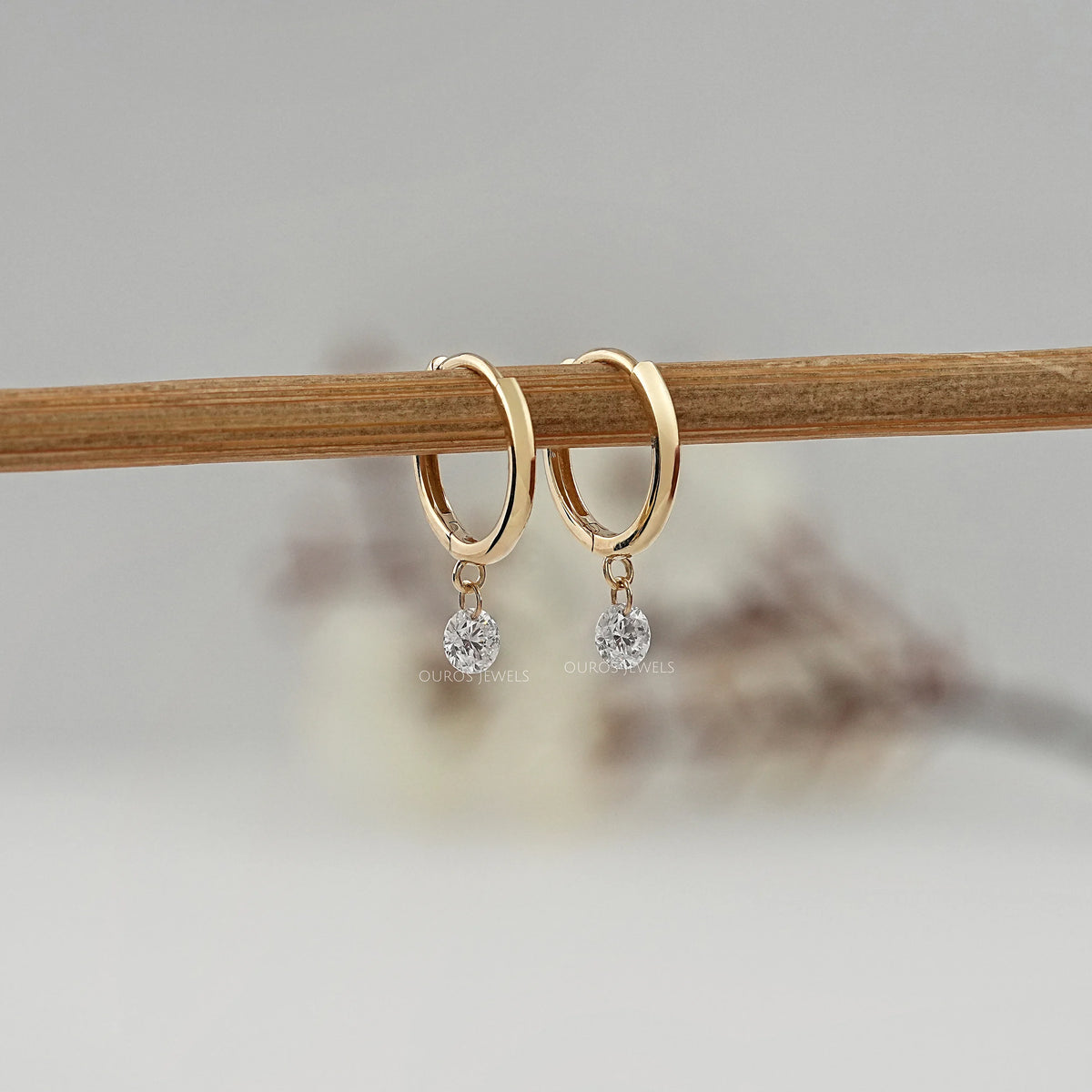 Round Lab Diamond Dangle Hoop Earrings Earring