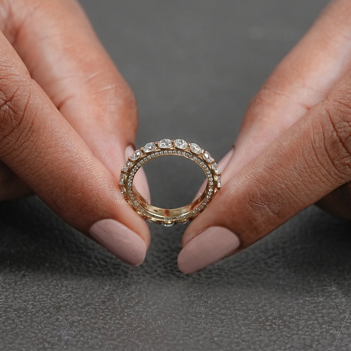 Round Diamond Hidden Eternity Wedding Band