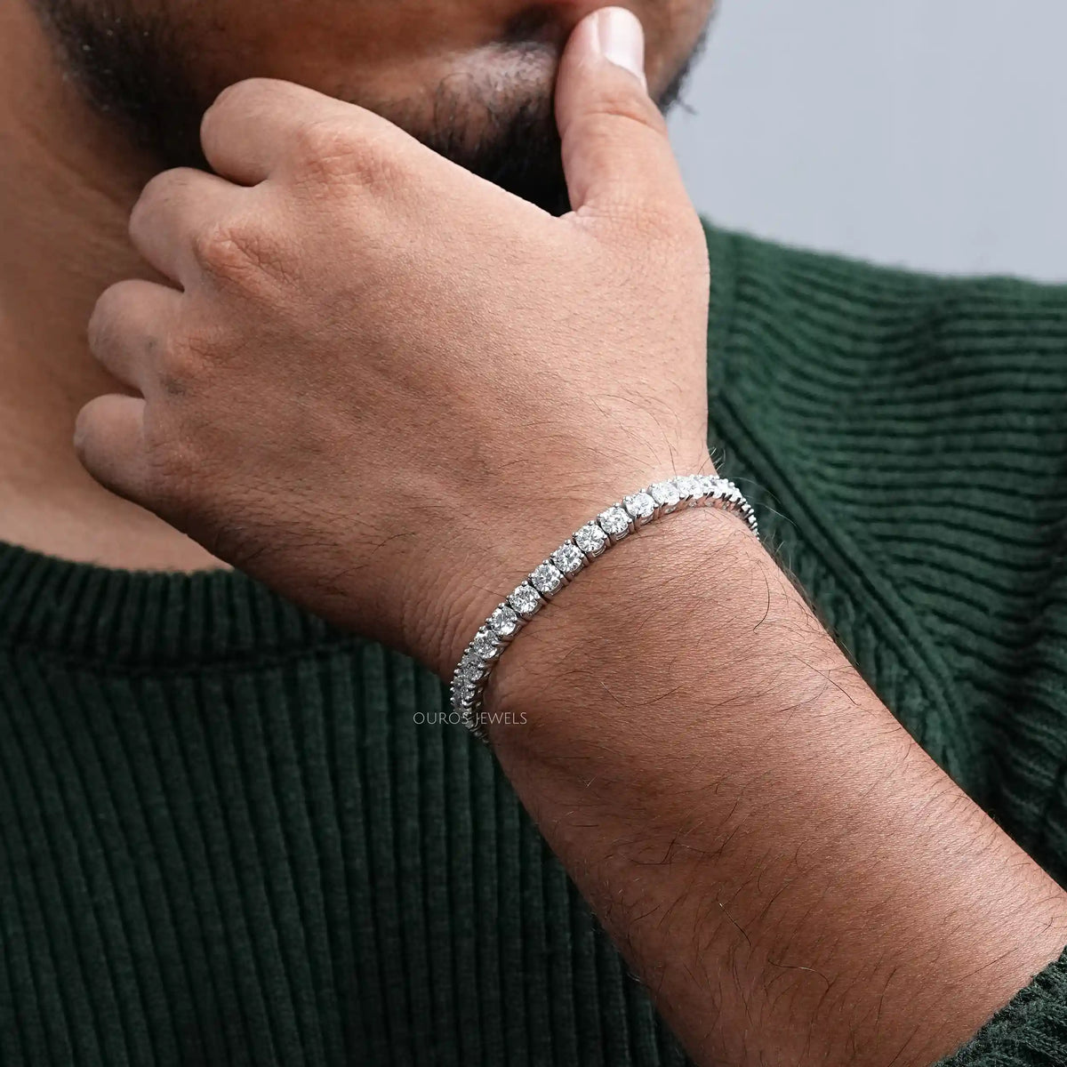 Round Cut Lab Diamond Men's Bracelet Bracelet