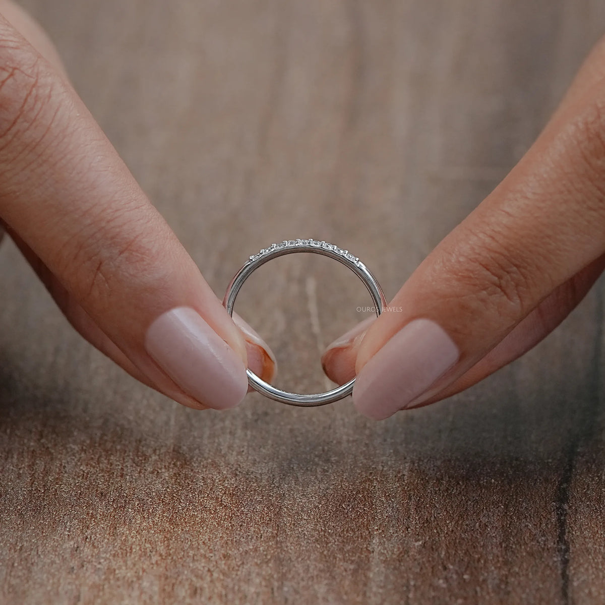 Round Lab Diamond Pave Set Wedding Band Rings