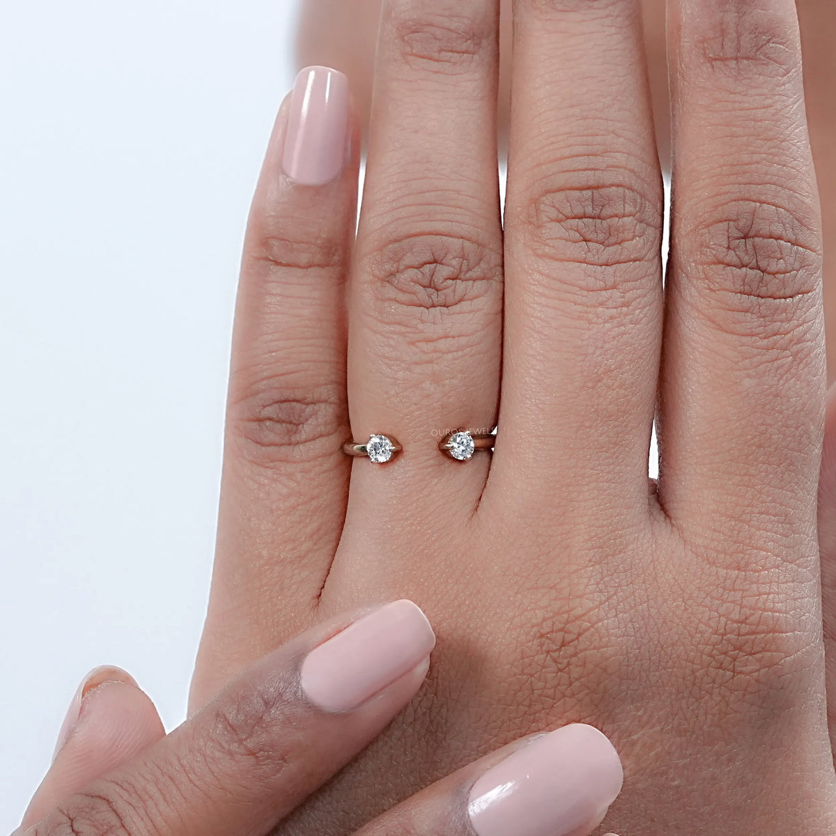 Round Lab Diamond Open Cuff Wedding Ring Rings