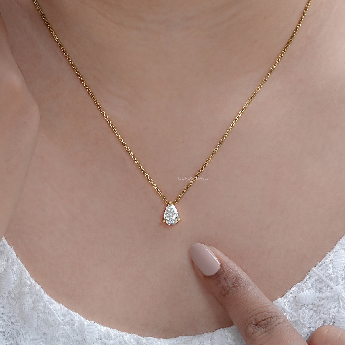 Pear Cut Lab Grown Diamond Pendant Necklaces