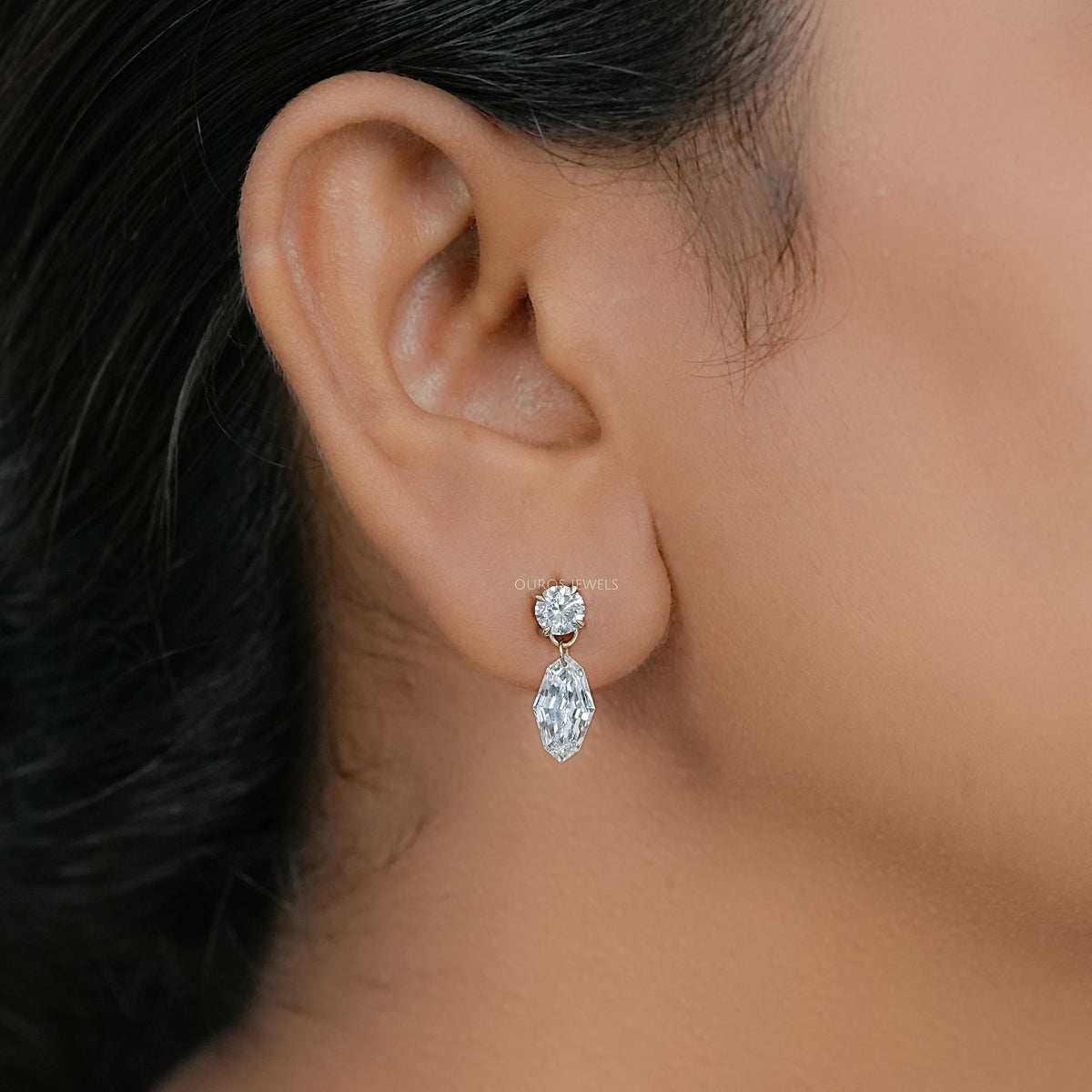 Step Cut Marquise Lab Diamond Drop Earrings Earring