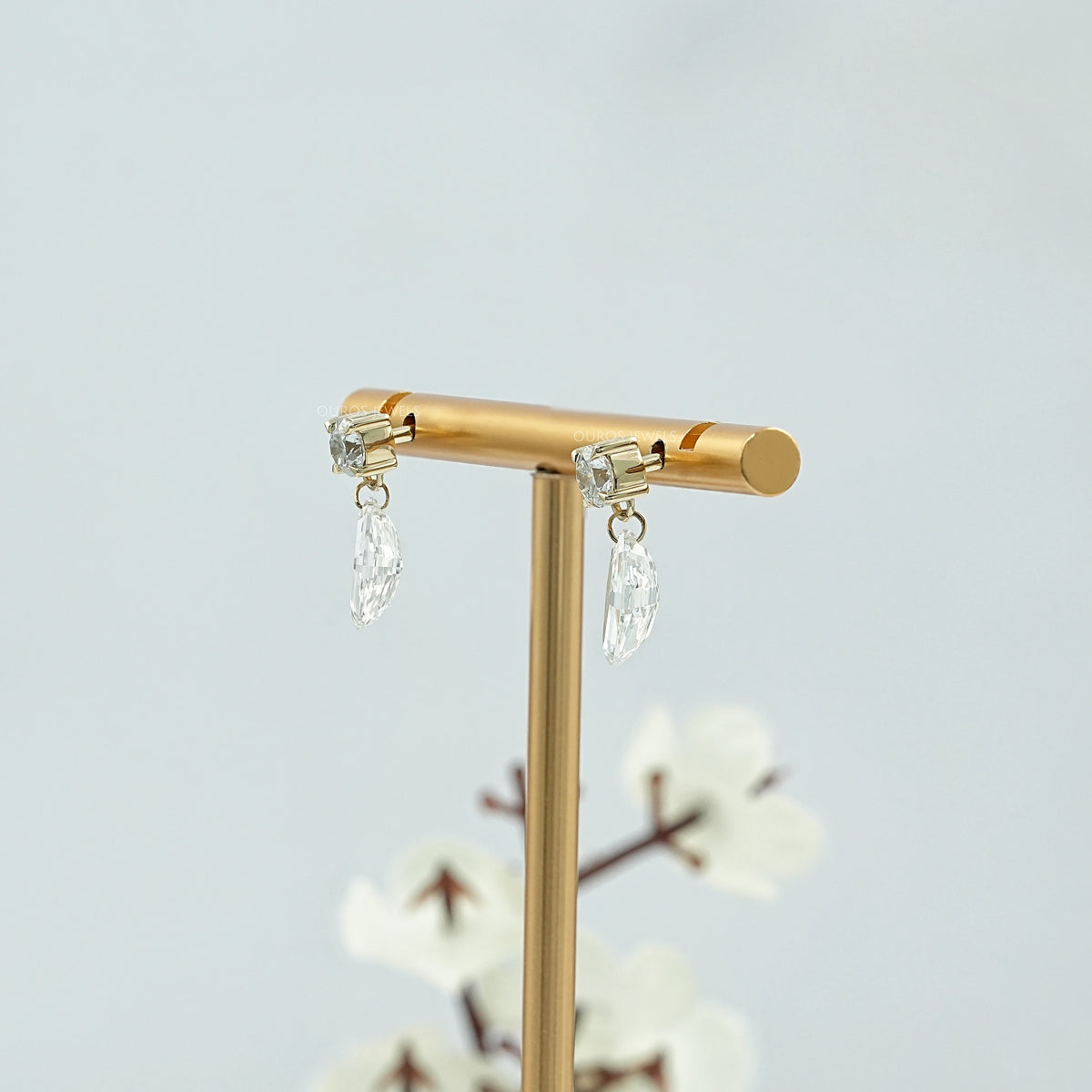 Step Cut Marquise Lab Diamond Drop Earrings Earring