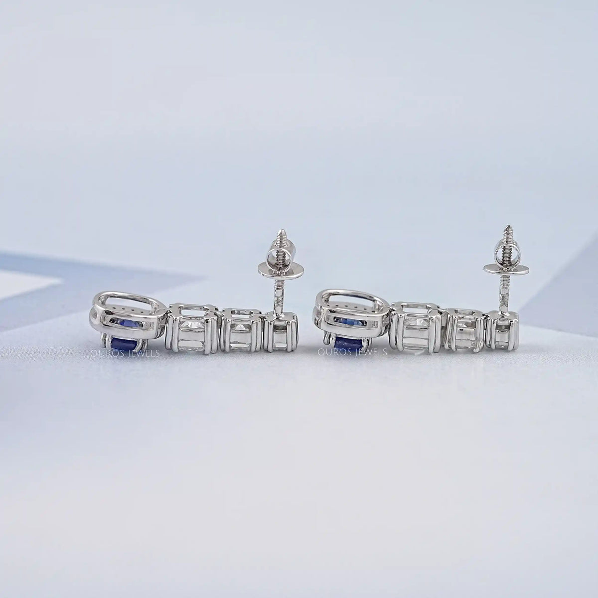 Cushion Cut Gemstone And Diamond Drop Dangle Earrings Earrings