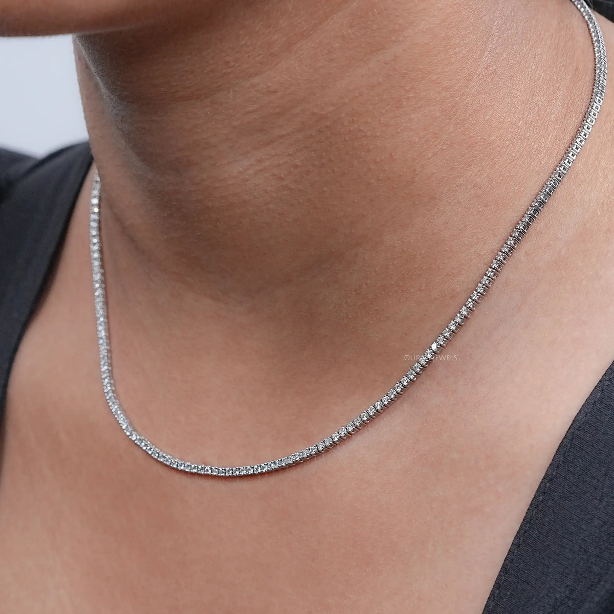 Lab Grown Round Diamond Tennis Necklace