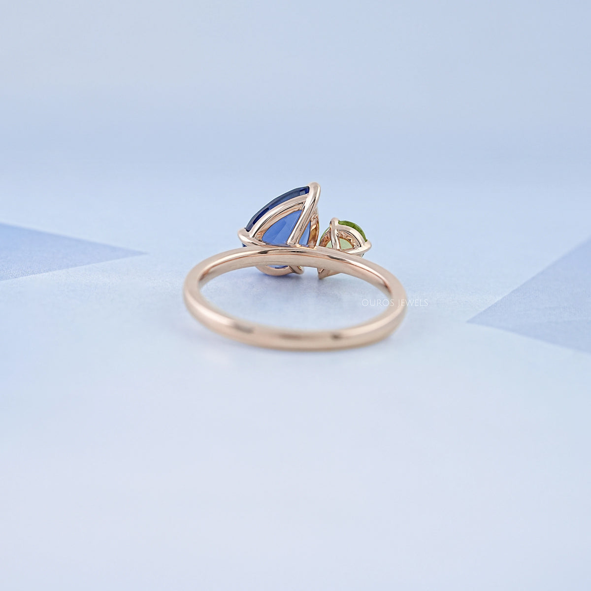 Sapphire And Green Pear Gemstone Toi Et Moi Ring