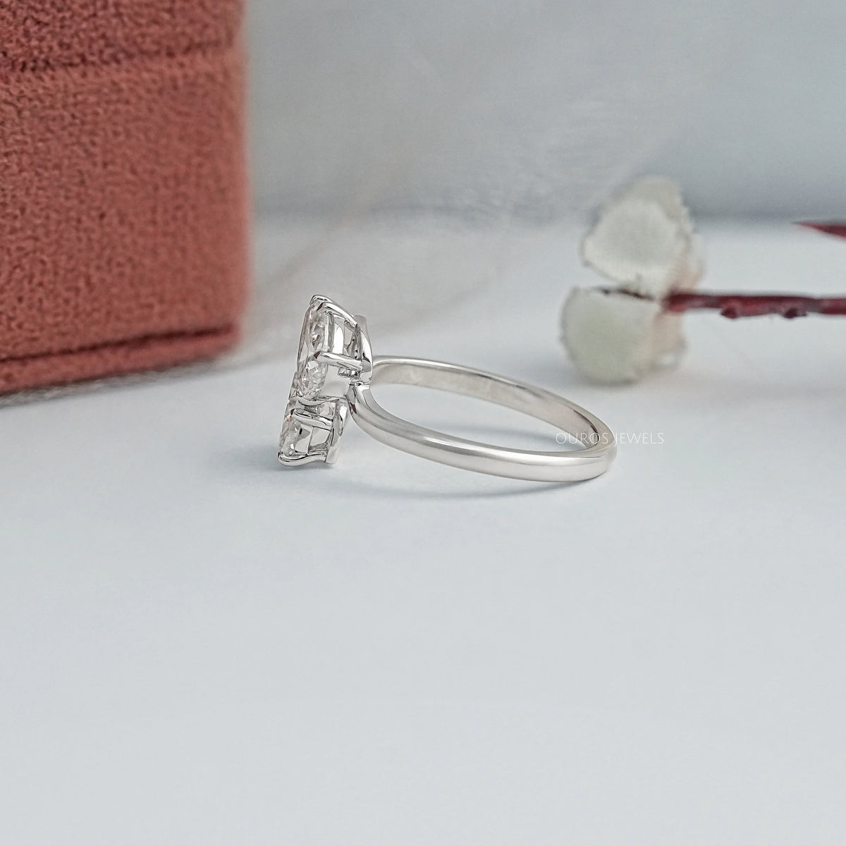 Dual Pear Diamond Bypass Engagement Ring Ring