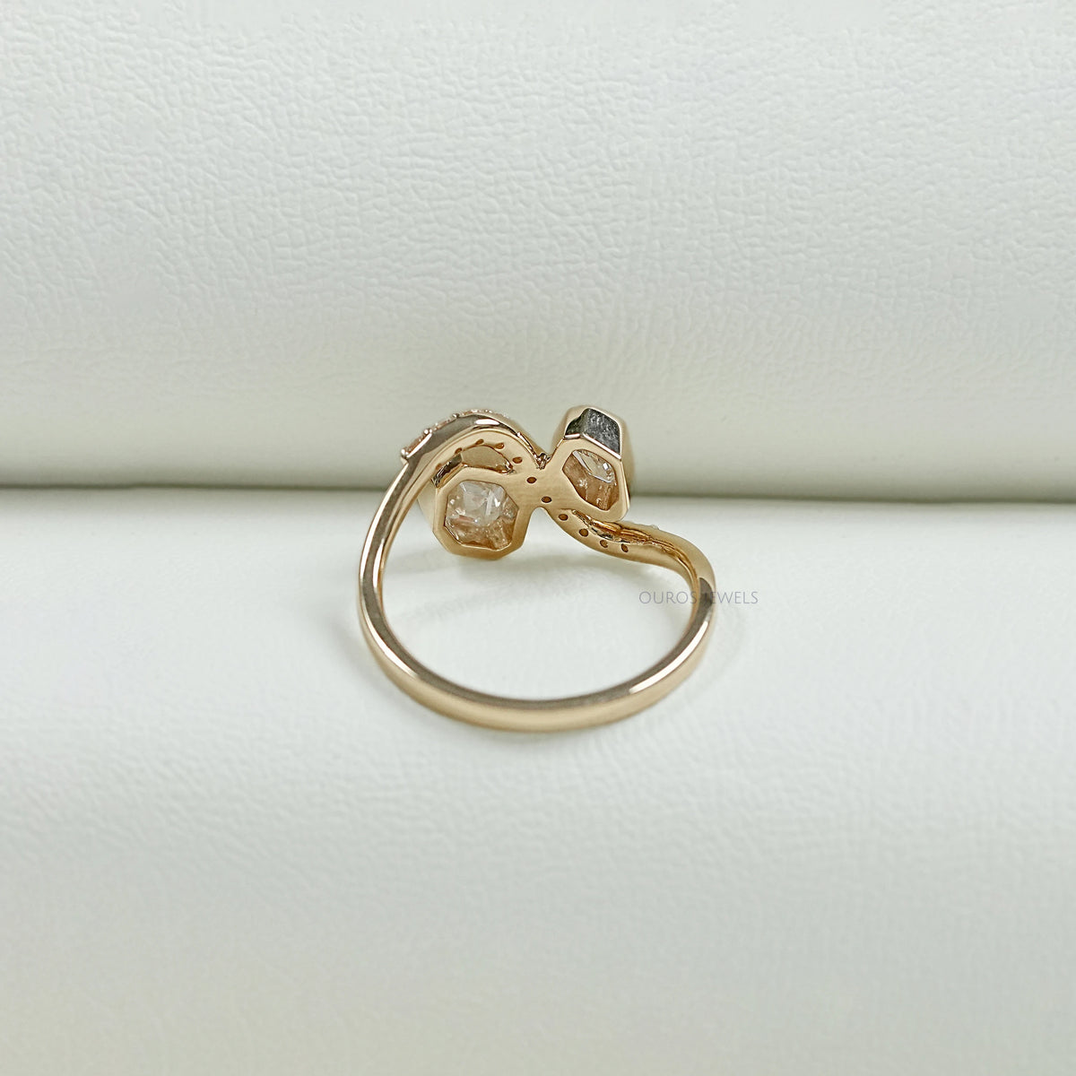 Bezel Set Shied Cut Bypass Wedding Ring