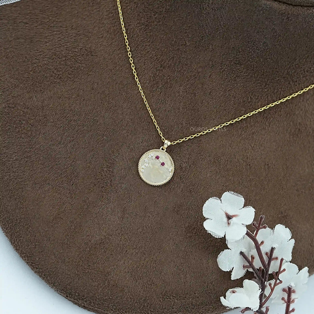 Aquarius Zodiac Ruby Gemstone Pendant Necklaces