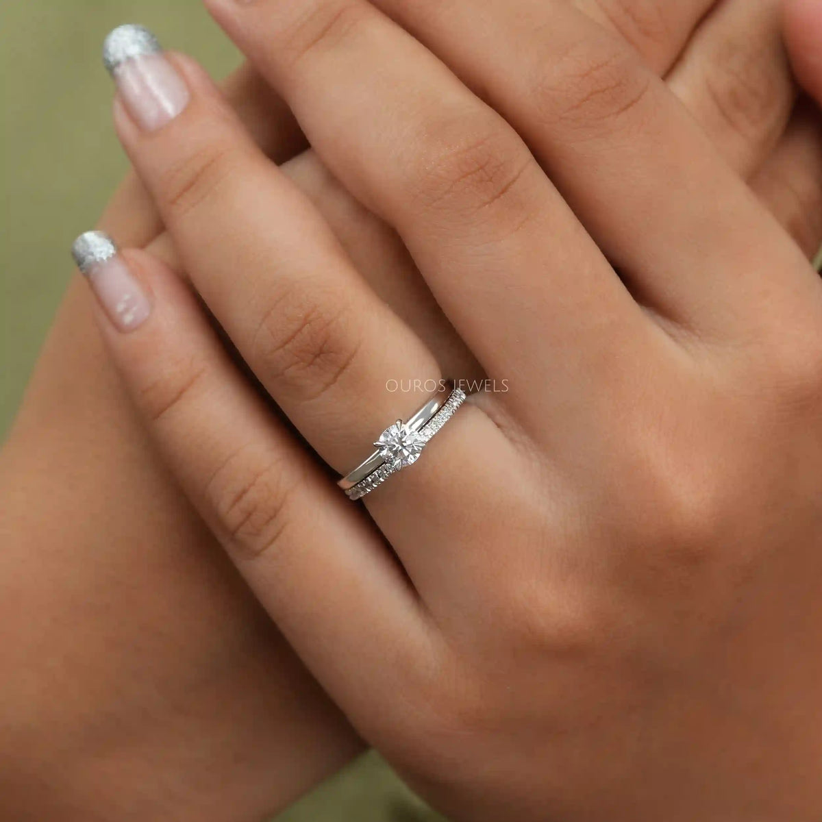 Round Cut Lab Grown Diamond Bridal Ring Set