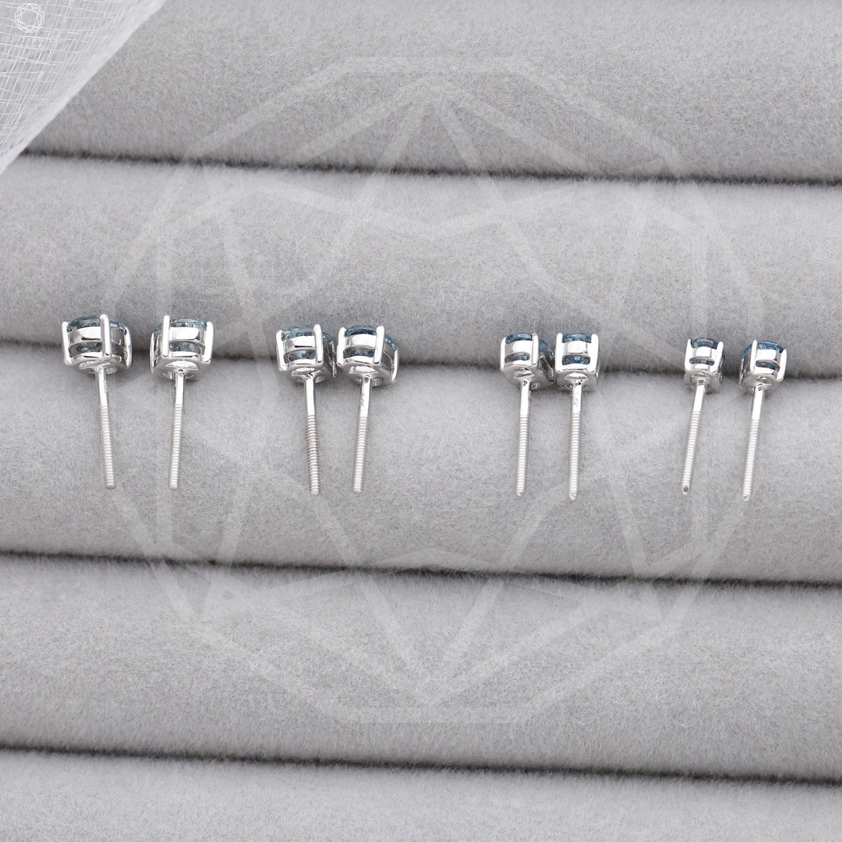 Lab Grown Blue Oval Diamond Earrings Studs