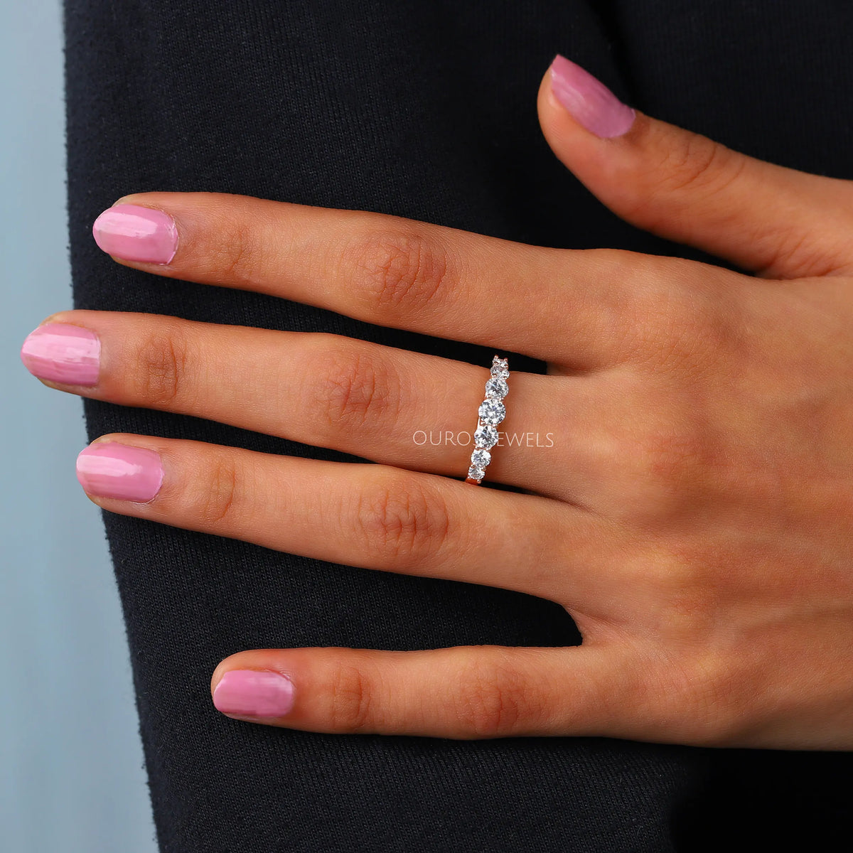 Round Cut Half Eternity Band Rings