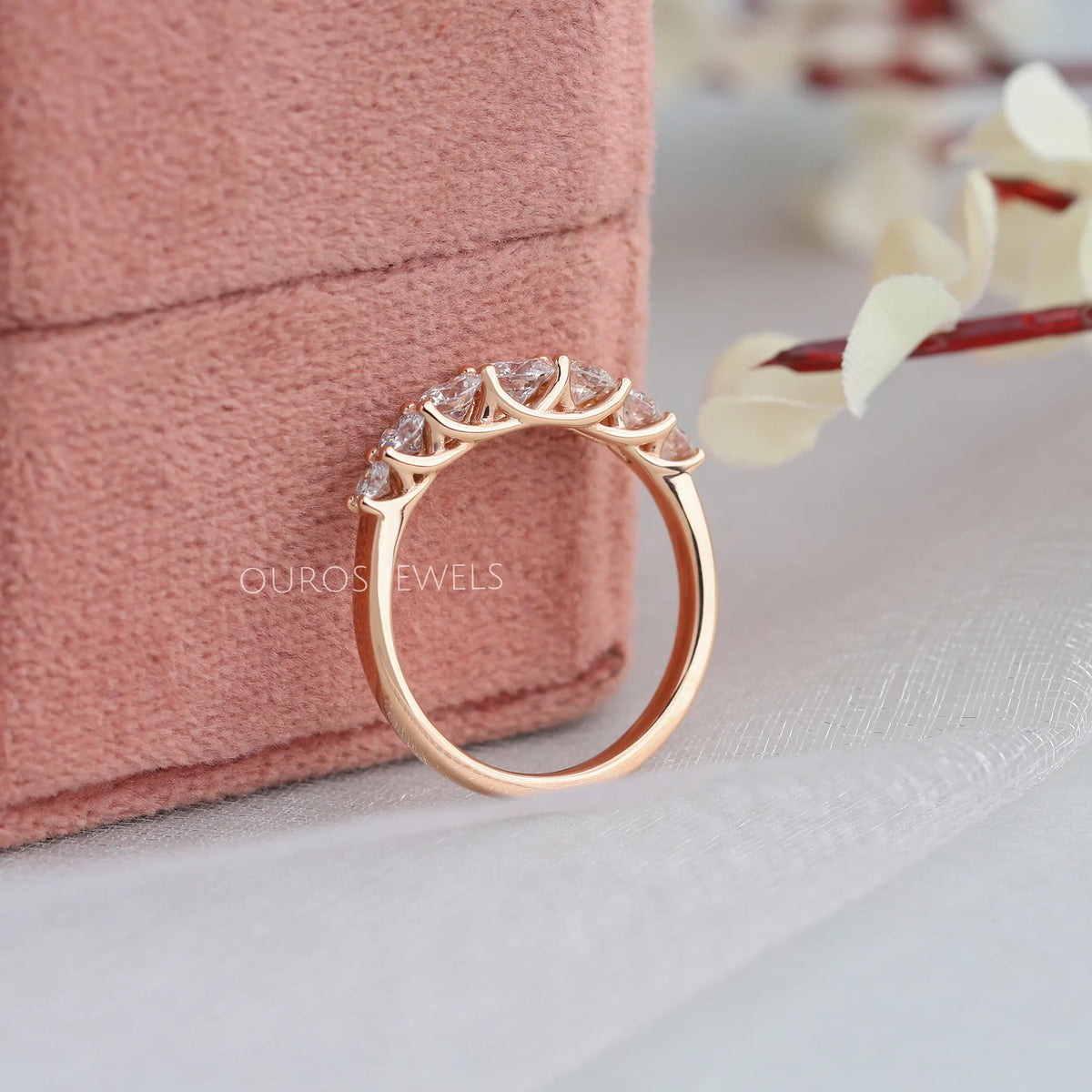 Round Cut Half Eternity Band Rings