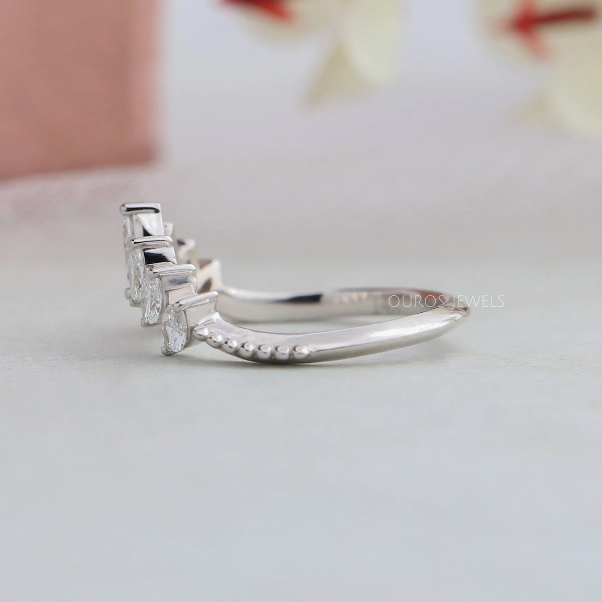 Marquise Cut Curved Stackable Band Rings