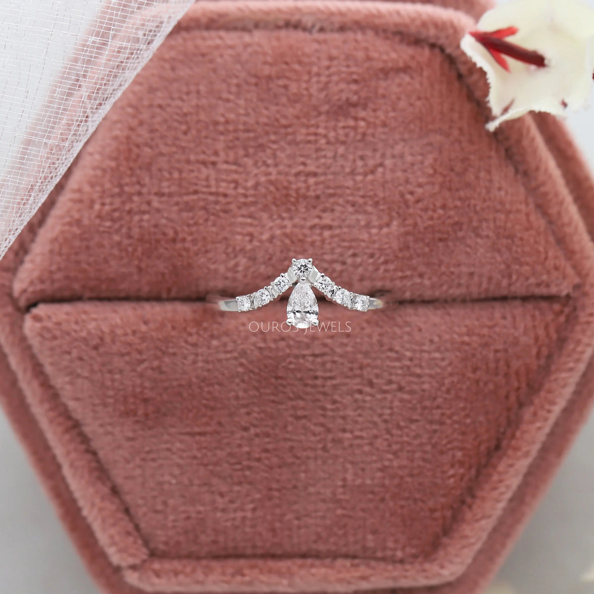 Pear Diamond Curved Wedding Band